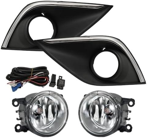 AniyaFDCX Fog Lights Fit For Mitsubishi Outlander 2016-2020 Halogen Fog Lamp Chrome Harness Switch Kit(Not fits Sport or ASX Model) One Missing Light