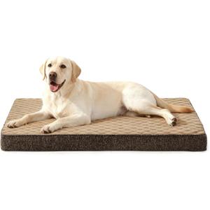 JOEJOY XL Dog Bed for Large Dogs up to 80 lbs, Fits 41" & 42" Crates, Orthopedic Egg Crate Foam Pet Bed with Washable Cover & Waterproof Liner, Non-Slip Bottom (41"x27", Brown)