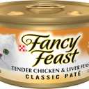 Purina Fancy Feast Tender Chicken and Liver Feast Classic Grain Free Wet Cat Food Pate - (Pack of 24) 3 oz. Cans Best By: Jul 2027