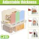 Sorgion 2-in-1 bread slicer and storage box with handle - plastic bread boxes for fresh keeping food storage containers with lids airtight for cake bunsBeige