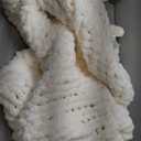 Chunky Knit Throw Blanket, 50''*60'' Knitted Throw Chenille Yarn for Bed Couch, Handmade Cream Crochet Big Thick Blanket, Machine Washable Cute Comfy Blanket for Home Decor