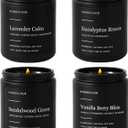 Homsolver Set of 4 Scented Candles for Home Decor, Candle Gifts for Dad Men Him, 200Hours Burn Tine, Vanilla, Lavender, Sandalwood, Eucalyptus Scented with Black Jar