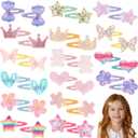 Hanaive 32 Pcs Christmas Girls Gift Hair Clips Glitter Butterfly Metal Snap Hair Accessories for Kids Girls Cute Heart Shaped Barrettes Sparkly Barrettes Clips for Toddlers Kids(Cute,Macaron Color)