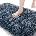 Yimobra Bathroom Rug Mat 24 x 17, Soft and Absorbent Water Non Slip Chenille Bath Rug, Machine Washble Quick Dry Bath Mat, Shower Mat Outside Shower, Bathroom Home Decor Accessories, Light Blue