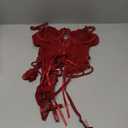 Lilosy Sexy Floral Lace Up Corset Garter Lingerie Set (Burgundy Red)