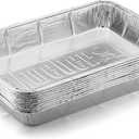 Weber Large Aluminum Drip Pans 10Pack  Disposable Foil Pans for Indirect Cooking, Catching Drippings, Ideal for Roasts, Turkeys & Gravy Drippings