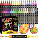 WINSONS 72 Colors Dual Tip Acrylic Paint Pens Markers, 36 Set Permanent Acrylic Paint Pens, Waterproof, Quick-Dry, Ideal for Rock Painting, Canvas, Glass, Wood, Ceramic, DIY Crafts & Art Supplies