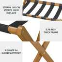 Smart FENDEE Luggage Rack, Folding Luggage Rack for Guest Room, Walnut Bamboo Suitcase Stand Holds up to 131 lb, Luggage Stand with Storage Shelf for Hotel, Bedroom (1 Pack)