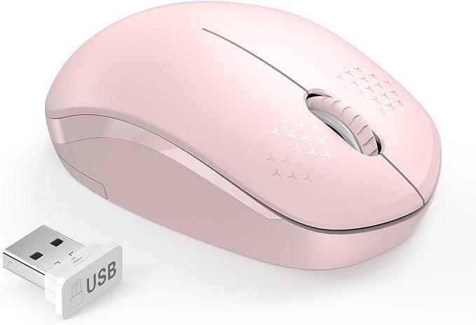 seenda Wireless Mouse for Laptop, 2.4G Noiseless Mouse with USB Receiver  Optical Tracking Portable Computer Mice for Chromebook, PC, Tablet, Windows System, 24 Months Battery Life  Pink