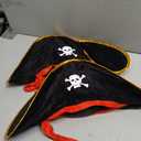 D-Fokes 2 Pieces Pirate Hat Skull Print Pirate Captain Costume Cap - Pirate Accessories Funny Party Hat Caribbean Fancy Dress