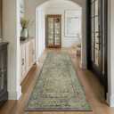 GENIMO Runner Rug 2x10 Non Slip Machine Washable Vintage Hallway Runner Rugs, Low Pile Lightweight Mat for Living Room, Entryway, Bedroom, Kitchen and Corridor, Distressed Sage