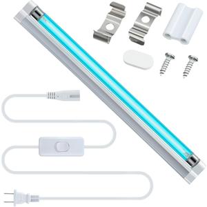 8w UV Light with Ozone, 110V UVC Double Germicidal Lamp Including ON/Off Switch Cord and Plug, 253.7nm Wavelength UVC Lamp with Connector and Screw Tools for Closet Shoe Cabinet
