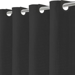 Inhousolu No Hook Waffle Weave Shower Curtain with Removable Snap in Fabric Liner Set for Bathroom, 230 GSM Heavy Duty Weighted Hem, Water Repellent Washable Bath Curtains, 60 x 72 Inch, Black