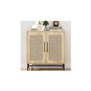 Vrullu Natural Rattan Storage Cabinet, Free Standing Buffet Cabinet, Morden Sideboard and Buffet Storage, Wood Accent Cabinet for Living Room, Hallway, Entryway (1, Rattan)