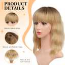 Ombre Blonde Wigs with Bangs Blond Wig for Women 14Inch Short Wavy Wigs Shoulder Length Hair for Girl Natural Looking Synthetic Heat Resistant Fiber Hair for Daily Party Halloween Use
