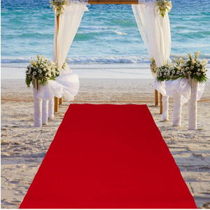 Neoprene Carpet Runner Reusable Plastic Floor Runner Non Slip Rubber Backed Rugs for Hallway Aisle Carpet Roll for Wedding Party Decor Prom Business Outdoor(118" x 36", Color Red And Black)