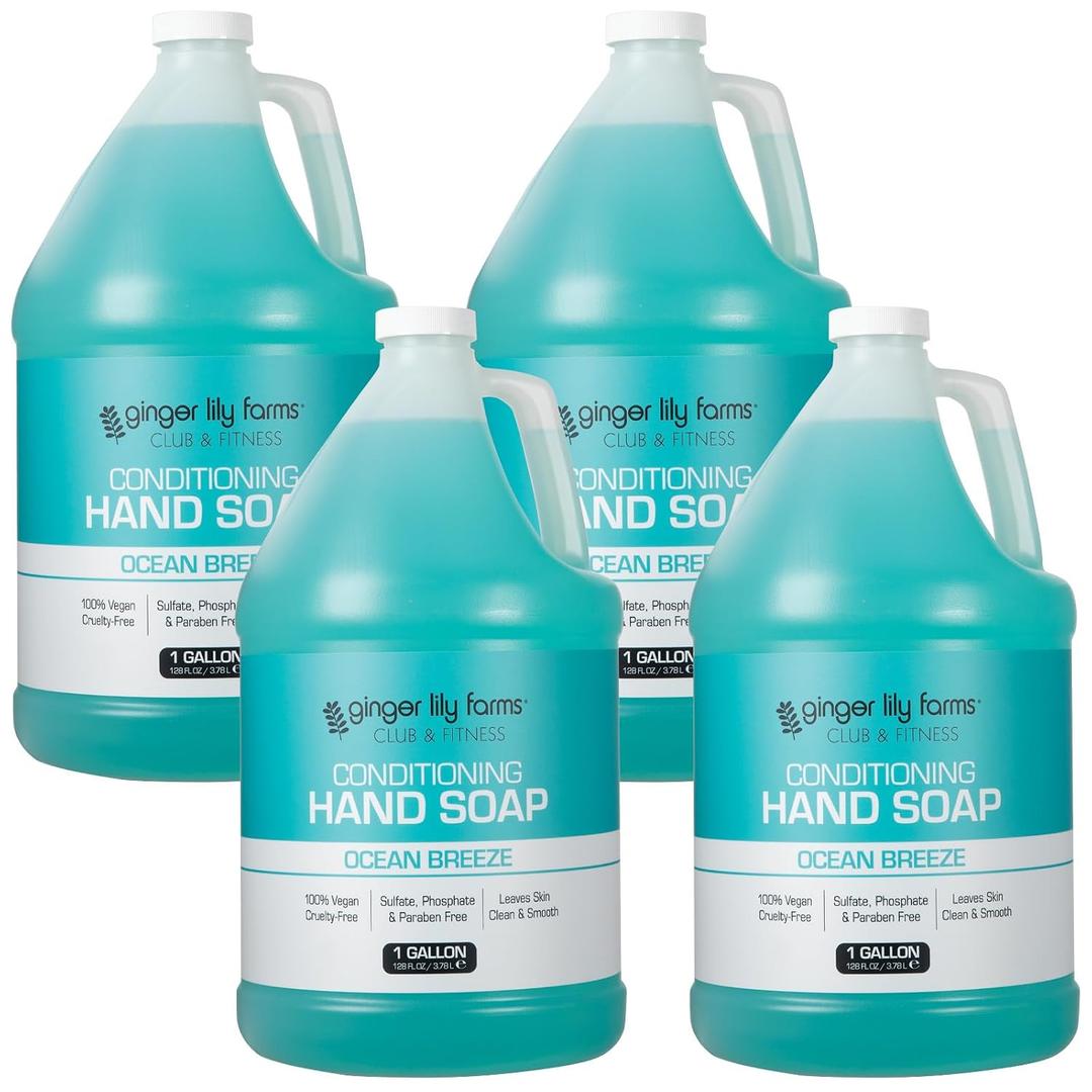 Ginger Lily Farms Club & Fitness Hand Soap, 128oz/4pk, Ocean Breeze