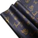 HolyMaji 50 Sheets Gold Thank You Tissue Paper 20 x 14 Metallic Black Tissue Paper for Gift Bags Bulk Wrapping for Graduation Birthday Party Favor Decor Wedding Valentine's Day Baby Shower