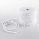 Half-Round Pearl Bead Garland String 27 Yards, 6MM Flat Pearl Beaded Spool Roll Crafts for Wedding Party Decoration(White)