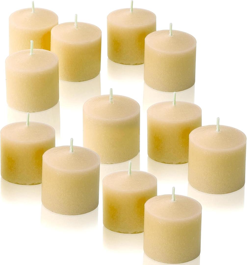 French Vanilla Scented Votive Candles, Set of 12-1.25" Wax Candles for Home, Scented 10 Hour Burn Time - Aromatherapy, Spa Ambiance, Table Centerpieces & Home Dcor