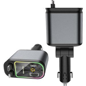 Car Charger Comes with Dual line Expandable Support for Fast Charging of 5 Devices Including iPhone 13/14/15/16, Type-C, and Android simultaneously