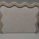 Scalloped Felt Bulletin Board, 36" x 24" Felt Cork Board Alternative for Wall, Foldable Picture Self-Adhesive Boards with Pins Hooks, Vision Boards for Photo Display School Home Office, Oatmeal