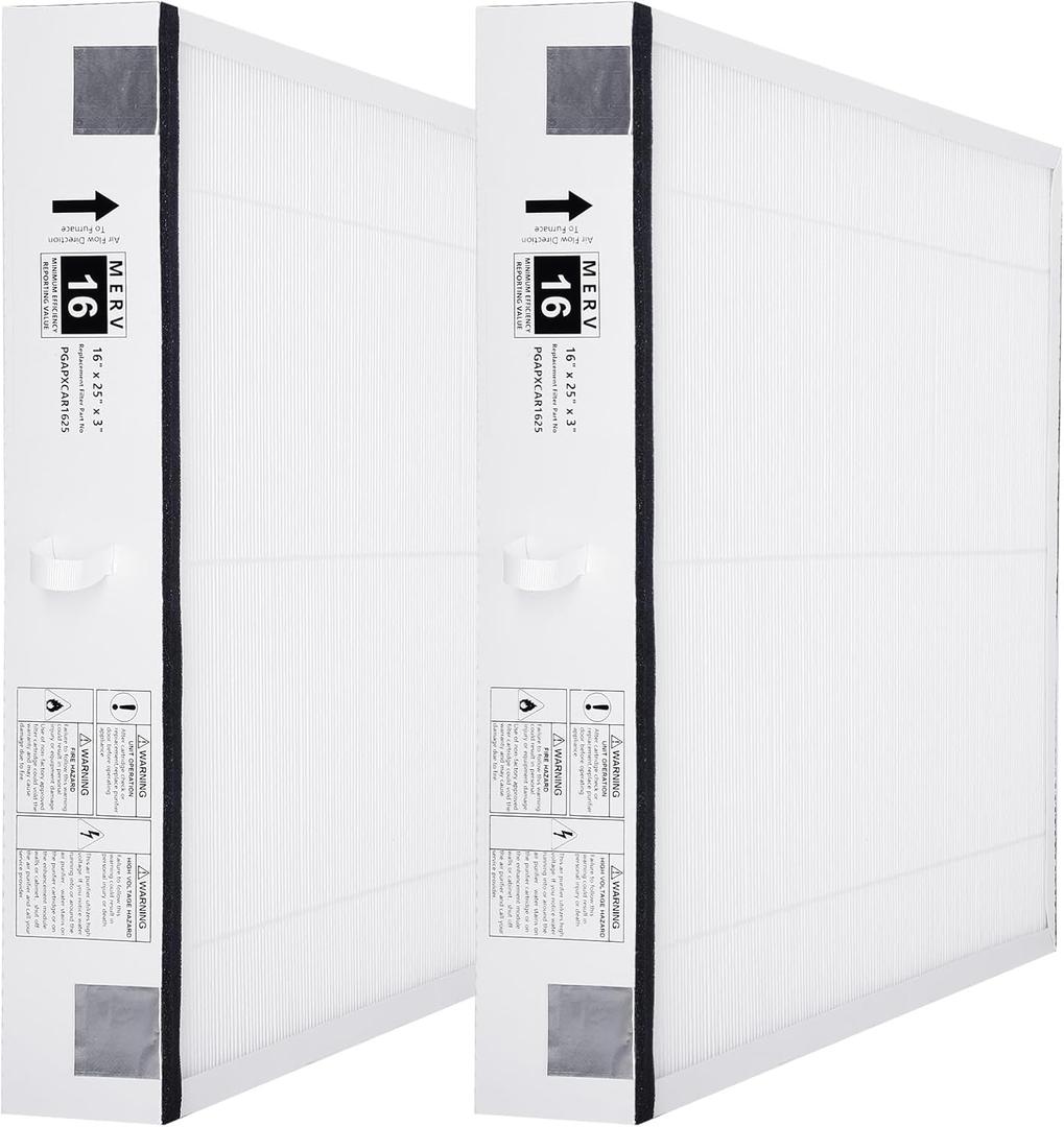 Pack of 2 PGAPXCAR1625 Replacement Filter, PGAPXCAR1625 Air Filter Compatible with Bryant/Carrier Air Purifier, 16x25x3.5 Inches PGAPXCAR1625 MERV 13 Filter