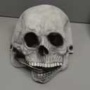 FLORENCE IISA Realistic Full Head Skull Mask with Movable Jaw for Halloween Cosplay, Creepy and Scary Latex Skull Mask (White)