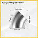 4 Pcs OD 3.5 Inch 45 Degree SS304 Stainless Steel Bend Tube Exhaust Elbow Pipe for Car Modified Exhaust System 3.5" Piping Silver Tone Auto Replacement Parts