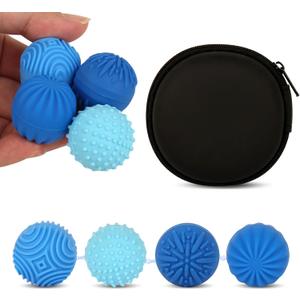Silicone Magnetic Balls - 4PCS Sensory Stress Fidget Toys for Adults & Teens, Anxiety ADHD Autism Relief Items, Office Desk Toy, Gifts for Women Men, Easter Basket Stuffers & Gifts for Teens (Ocean Blue 4)