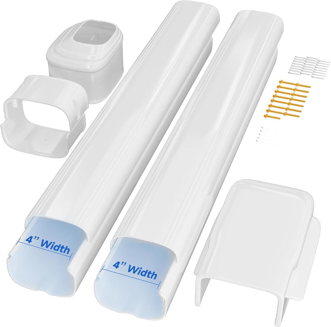 4 Inch Mini Split Line Set Cover, 7.5 Ft PVC & PP Line Cover Set Universal for Mini Split AC & Central AC, White Line Set Cover Kit