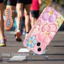 for iPhone 15 Plus Case Wallet Crossbody with Card Holder,Retro Oil Painting 3D Flower Case with Wrist Strap&360Ring Stand [Screen Protector+Camera Lens Protector] Flip Phone Cover,Rose Gold