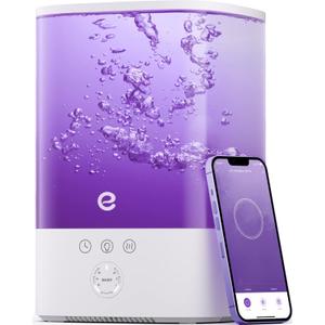 Humidifiers for Bedroom Large Room, Esemoil Smart WiFi Cool Mist Humidifiers for Baby, 3.5L Top Fill & 28dB Quiet, 40H Air Ultrasonic Diffuser with 8 Color Light, Voice Control, Compatible with Alexa (White/Purple)