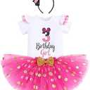 IBTOM CASTLE Cake Smash Half 1st 2nd 3rd Birthday Girl Princess Polka Dots Ruffle Skirt Set ONE Party Costume Headband 3 YEARS