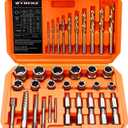 39PCS Screw & Bolt Extractor Set with Left Hand Drill Bit Set,Easy Out Screw Extractor Set,Multi-Spline Stripped Screw Extractor Kit, Bolt Extractor Kit for Studs, Rusted, Bolts & Screws