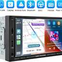 7 Inch Double Din Car Stereo with Wireless Apple Carplay & Android Auto Navi Radio Head Unit with Touch Screen Bluetooth AM/FM Receiver/Mirror Link/Backup Camera/TF/AUX/USB Input