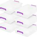 IRIS USA 6 Qt. Plastic Craft Storage Container Bins with Lids, 6 Pack, Small Art & Office Supply Organizer Tote, Sensory Bins & Boxes for Home & University, Stackable, Secure Latch Buckles, Clear