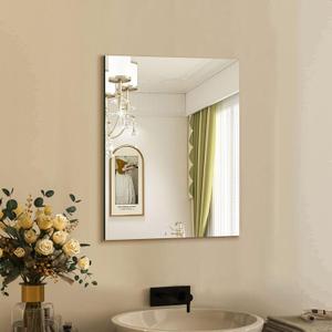 Mirrorons Frameless Mirror, Wall Mirror 18" x 24", Modern Rectangle Bathroom Mirrors for Wall with Polished Edge, Horizontally or Vertically. Upgraded Shatterproof Mirror, Entryways, Bathroom, Gym. (18"L x 24"W, Right Angle-upgrade)
