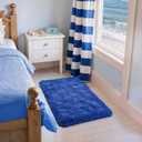 Zentavio Bedside Rugs Small 2x3 Shag Entry Entrance Rugs Soft Boys Bedroom Carpet Navy Area Rugs for Dorm College Essentials Non-Slip Living Room Throw Rug Home Decor Aesthetic Nursery Blue