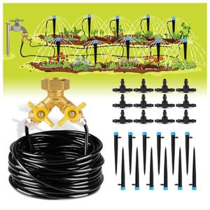 HIRALIY 50ft Drip Irrigation Kit Plant Watering System 8x5mm Blank Distribution Tubing DIY Automatic Irrigation Equipment Set for Garden Greenhouse Flower Bed Patio Lawn (49.2 ft)