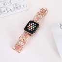Floral Bracelet Compatible with Apple Watch Band 38mm 40mm 41mm 42mm iWatch Bands Series 11 10 9 8 7,Bling Crystal Hollow Metal Strap,Cute Women Dressy Jewelry Wristband(38/40/41/42mm,Rose Gold)
