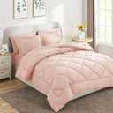 CozyLux King Size Comforter Set Blush Pink - 7 Pieces Bed in a Bag King, Luxury Soft Bed Set for All Seasons, Bedding Set with Down Alternative Comforter, Sheets, Pillowcases & Shams