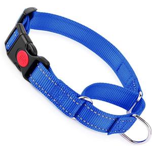 Martingale Collar for Dogs with Buckle, Reflective Dog Choke Collar Escape Proof No Pull Cinch Dog Training Collars Adjustable for Pet Dogs, Blue L (L(Neck16-20"))