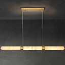 47.2 Cylinder Alabaster Chandelier,Gold Marble Dining Room Chandeliers,Brass Linear Chandelier Over Table, Gold Ceiling Light Chandelier for Kitchen Island Living Room Bedroom Foyer