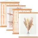 4 Pack 24x36 24x18 Poster Frame, Light Wood Wooden Magnetic Poster Hangers Frames for Photo Picutre Canvas Artwork Art Print Wall Hanging(4 Packs, 24", Teak Color)