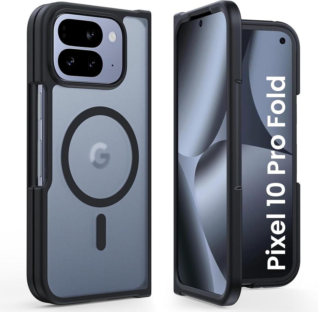 for Google Pixel 10 Pro Fold Case, Compatible with MagSafe [No Screen Protector] [Military-Grade Protection] Translucent Matte Shockproof Slim Phone Case for Google Pixel 10 Pro Fold (Black)