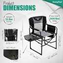 SUNNYFEEL Camping Directors Chair, Heavy Duty,Oversized Portable Folding Chair with Side Table, Pocket for Beach, Fishing,Trip,Picnic,Lawn,Concert Outdoor Foldable Camp Chairs, 21D x 25W x 36H in