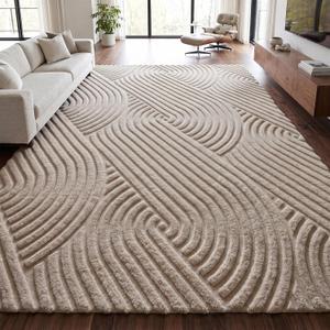 Brown Solid Color 8x10 Area Rug,Large Washable Rugs for Living Room