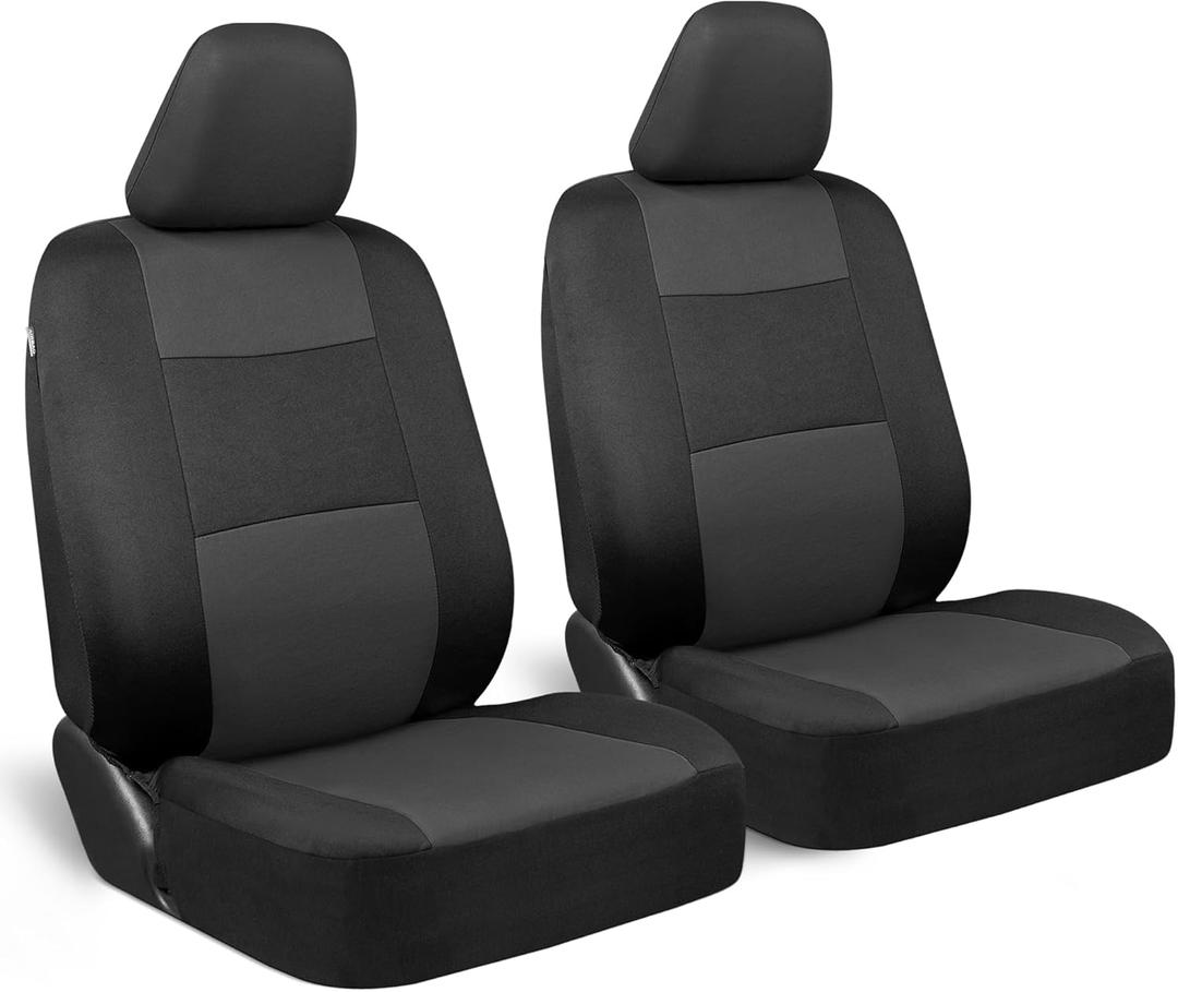 BDK PolyPro 2-Pack Front Car Seat Covers Set in Charcoal/Black - Front Seat Covers for Cars Trucks Vans SUVs Sedans, Easy to Install Front Car Seat Cover Protection, Universal Fit Car Accessories (Charcoal Gray)