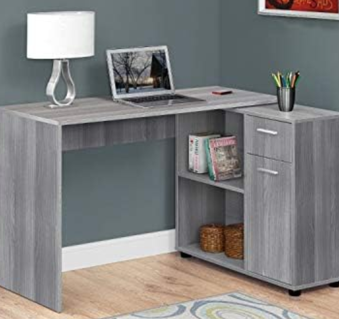 Offex 46" L Modern Computer Desk - Grey with A Storage Cabinet